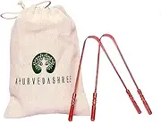 AYURVEDASHREE Copper Tongue Cleaners With Comfort Grip Premium Grade Pure Copper 2 Tongue Scraper With 1 Travel & Storage Bag