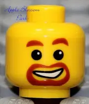NEW Lego City MINIFIG HEAD w/Brown Goatee Beard Moustache Smile - Police/Castle