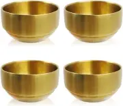 Roucerlin 4Pack Thick 304 Stainless Steel Bowls, Small Double Wall Rice Bowls, S