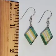 Solid Sterling 925 Silver Handcrafted Earrings with Faceted Fluorite Stones