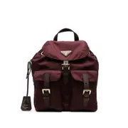 [Prada] Prada Vela Buckled Drawstring Backpack ONE SIZE RED