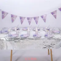 在飛比找Yahoo!奇摩拍賣優惠-生日派對用品一次性餐具美人魚餐具創意魚尾紙杯紙盤圓形方形紙盤