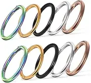 ANDRESLAD Nose Rings for Women Set of 10 Stainless Steel Nose Hoops Decorative Earrings Fashion Accessory