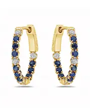 Forever Creations USA Inc. Signature Collection 14K 1.10 ct. tw. Diamond & Sapphire Mini Hoops