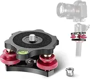NEEWER Tripod Head Leveling Base Camera Leveler, Aircraft Grade Aluminum Alloy 3 Axis Tri Wheel Head, 3/8” Thread, -5° Precise Angle Adjustment for Macro Panoramic Photography, LP64