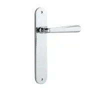 Iver Copenhagen Door Lever Handle on Oval Backplate Polished Chrome