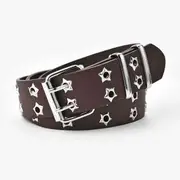 Faux Leather Eyelet Belt Camel - One Size