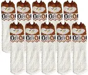 [Jaksairos] Women Cozy Slipper Socks 5/10 Packs 3D Cartoon Fluffy Coral Fleecce Socks Lint Velvet Socks Thickened Sleep Socks