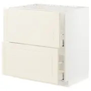 METOD / MAXIMERA base cab f sink+2 fronts/2 drawers, white/Bodbyn off-white, 80x60x80 cm