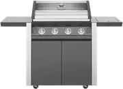 BeefEater 1600 Series Dark 4 Burner BBQ & Trolley w/ Side Burner, Cast Iron Burners & Grills