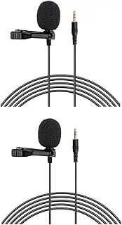 Snblzhef 2Pcs Lavalier Lapel Microphones 3.5mm Connector Lavalier Microphone for Cameras/Desktop Computers/Sound Cards