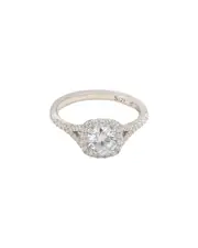 Suzy Levian Silver CZ Halo Ring
