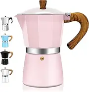 DITOSH 6 Cup Aluminum Espresso Stovetop Moka Pot Express Coffee Maker Percolator Italian Classic Mocha Coffee Machine for Italian and Cuban Cafe Brewing 300ml 10oz Pink