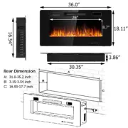 Electric Fireplace Recessed 36" Heater Colorful LED Display Remote Control 1500W