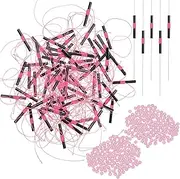 TIXIPEM Slip Bobber Stops for Fishing [200PCS] - Float Bobber Stopper Knots Nylon String with Beads Use for Streams & Lake & River Fishing - [Pink] for Fishing Line Tackle