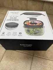 Bentgo Glass All In One Salad Container Set in Dark Gray - for all Meals NEW