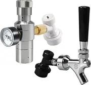 Keg Faucet CO2 Keg Charger Beer Keg Tap with Ball Lock Liquid Disconnect, Mini CO2 Regulator with Ball Lock Gas Disconnect for Draft Beer Homebrewing by PERA
