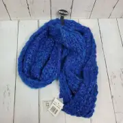 Infinity Loop Scarf Bright Blue Navy Shimmer Crochet Thick Bulky Circle One Size