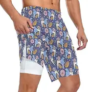 [ZZXXB] Poodle and Stars Athletic Shorts for Men with Pockets 2 in 1 Quick Dry Running Shorts S-3XL