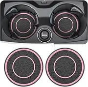Osilly 2 Pack Car Coasters for Cup Holder, 2.75 Inch No-Slip Anti Dust Insert Coaster, Universal Auto Waterproof Coasters Silicon Insulation Cup Mats for Woman Man, Suit for Vehicle Interior (Pink)