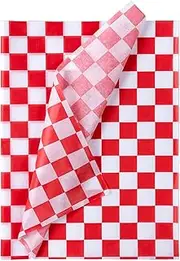 WRAPAHOLIC Red Checkered Tissue Paper - 60 Sheets 14 x 20 Inch Red Plaid Tissue Paper Bulk for Birthday Baby Shower Wedding Art Craft Party Favor Decoration