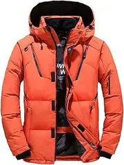 [Aoleaky] Thermal Winter Ski Suit for Men Windproof Skiing Down Jacket Bibs Pants Set Male Snow Costume Snowboard Wear, 1pc Orange Jacket, X-Large