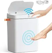 Bathroom Trash Can,15 L Smart Waterproof Bathroom Bin,Kitchen Rubbish Bin,Automatic Bin with Motion Sensor Lid, Plastic Trash Bin for Bathroom, Kitchen, Office, Bedroom Bin (White)