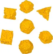 CZYY DND Cheese Dice 3D Printed 7PCS Polyhedral Food Themed Set Great for Dungeons and Dragons, Pathfinder, Tabletop RPG, MTG Game