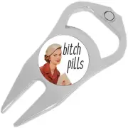 Bitch Pills Golf Ball Marker Divot Repair Tool Bottle Opener