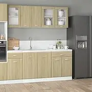 4 Piece Kitchen Cabinet Set, Lyon Sonoma Oak Engineered Wood, Wall Mountable Storage for Kitchen Pantry Organization