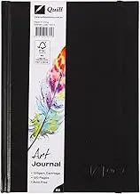 Quill, Hardback Sketchbook A5, 120 Pages, 125gsm Premium Acid Free Cartridge Paper, Elastic Closure, Black Cover