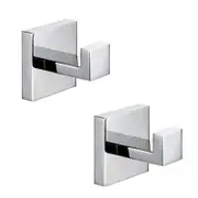 Catzon 2 Pack Bathroom Hooks 304 Stainless Steel Square Wall Hooks-Mirror
