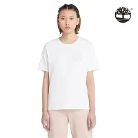 在飛比找Yahoo奇摩購物中心優惠-Timberland 女款白色有機棉胸前圓形LOGO短袖T恤