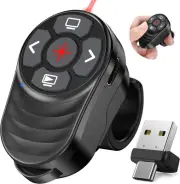 2 in 1 USB Type C Wireless Presentation Clicker Rechargeable, Finger Ring Pow...