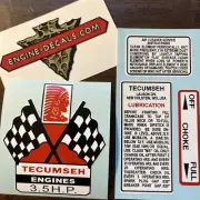 Tecumseh Engine 3.5-hp 60’s decal H35 Mini Bike Go Kart Flags T35 Set 4