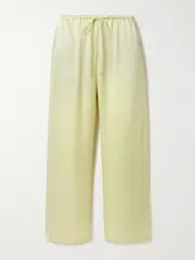 [LESET] LESET - Barb Cropped Satin Wide-leg Pants - Pastel yellow - medium medium Yellow