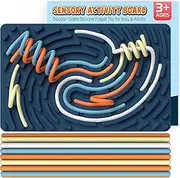 Aymxcls Sensory Activity Board, Double-Sided Silicone Fidget Toy for Kids & Adults, Silent, No Mess, Calming for Anxiety, Portable with Travel Bag & 20 Strings