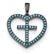 Sterling Silver Black-Rhodium Dyed White Howlite Cross Pendant