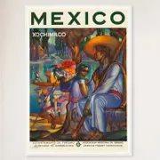 Galrie Vibrant Mexico Xochimilco Vintage Travel Poster Unique Art Print for Collectors, White Frame, A3 30 x 42cm (12 x 16inch)