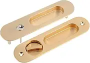 Sliding Door Lock with Invisible Door Handle and 3 Keys, Anti-Theft Lock for Sliding Door/Bathroom/Cupboard/Kitchen/Balcony (Gold)