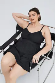 Black Mini Dress Corset Detail Flippy