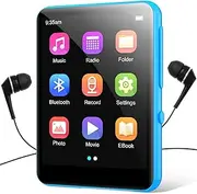 64GB MP3 Player with Bluetooth 5.0, Portable Digital Lossless Music Player with Built-in Speaker, 2.4 in Full Touch Screen, FM Radio, Line-in Voice Recorder, Earphones Included, Support up to 128GB