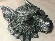 Metallic Silver Foam Wolf Head Half Face Mask LARP