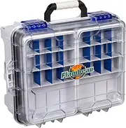 Flambeau Outdoors 3000WPBC Waterproof Satchel with [2] WP3012 Ultimate Tuff Tainers Included, Portable Waterproof Tackle Box with Trays and Base Cage, Gray/Clear