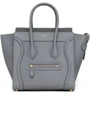 Celine Micro Luggage Handbag in Drummed Calfskin Kohl
