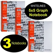 Whitelines 5x5 Graph Notebook 17001, 11 x 8.5", 70 Sheets, Pack of 3 Notebooks