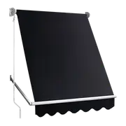 Retractable Fixed Pivot Arm Window Awning Patio Garden Blinds 2.4m x 2.1m Black