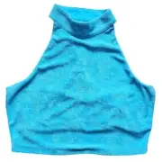 Fabletics Terry NWT Women's Medium Built-in-bra Blue Halter Tank Top
