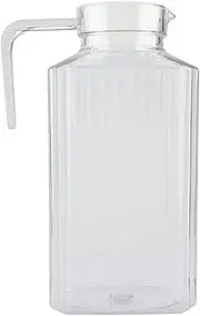 Drink Pitcher with Lid and Handle Ribbed Striped Juice Bottle Glassware Drinkware Water Ice Cold Dispenser for Bar Home Application[1800ml]