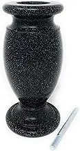 OPTIMUM Memorial Cemetery Flower Vase - Plastic (Blacker Granite) with Metal Ground Spike, Grave Marker, Decorations for Gravesite, Headstone Flowers Holder, Garden Lawn & Yard